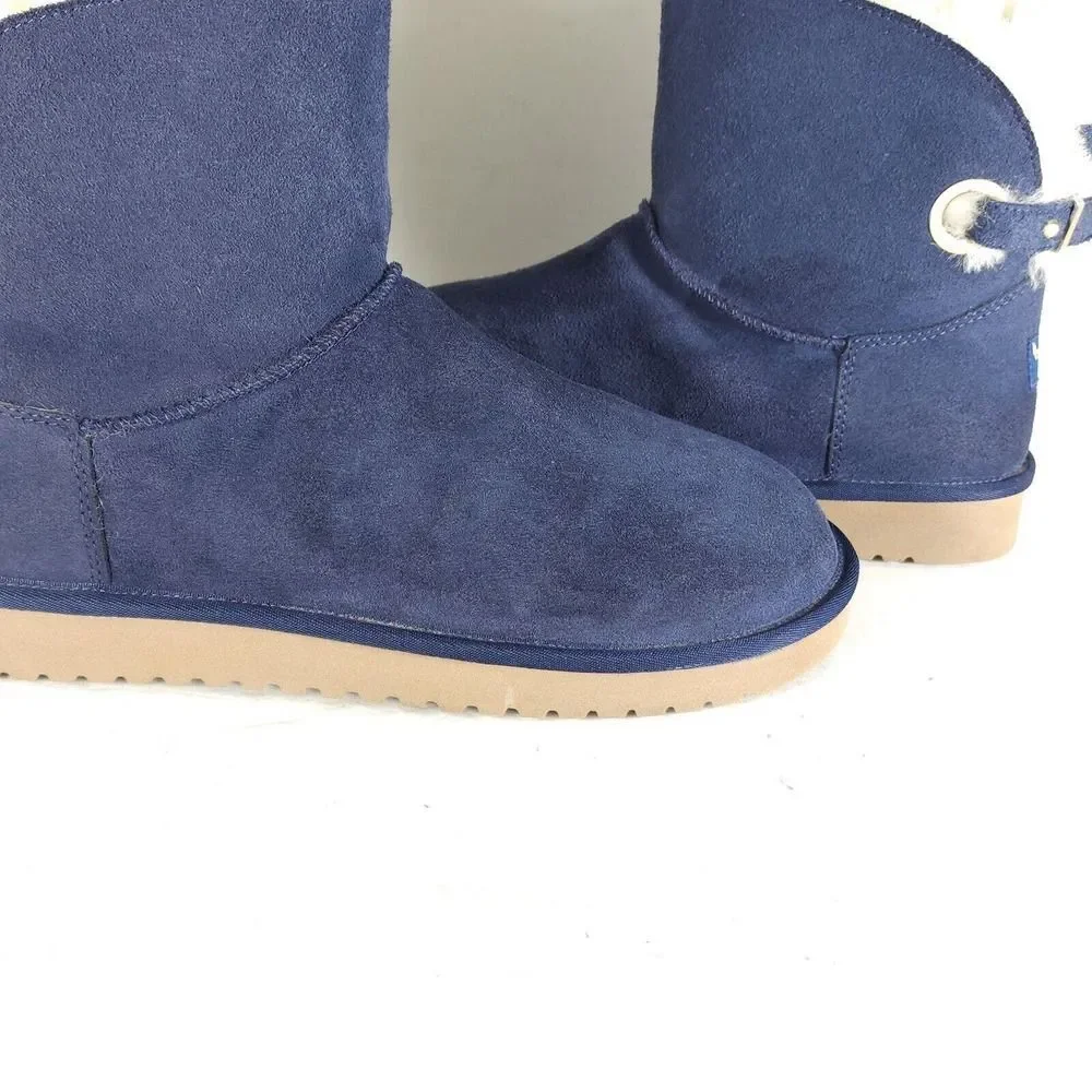 Koolaburra By Ugg Women's Remley US 10 Mini Suede Navy Blue Fur Lined Boots_7